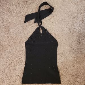Ann Taylor | Black sequence halter top